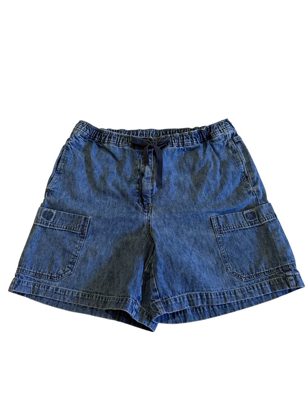 Vintage New York & Company NY Jeans Denim Cargo Tie Waist Shorts Sz M